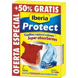 PROTECT TOALLITAS SUPER ABSORBENTES PARA ROPA DE COLOR EVITA TEÑIDOS ACCIDENTALES CAJA 15 UNIDADES