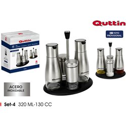 SET4 DISPENSADORES INOX CON SOPORTE QUTTIN