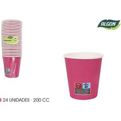 SET-24 VASO CARTON FUCSIA 200CC ALGON