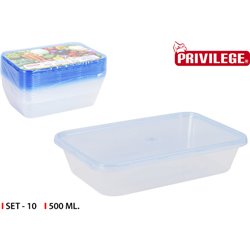 SET 10 SEMIDESECHABLES RECTANGULAR 500 ML 