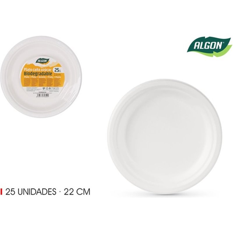 SET-25 PLATO BIO. 22CM CAÑA AZUCAR ALGON