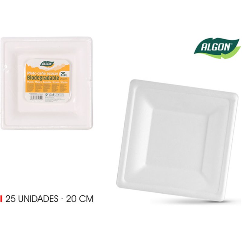 SET-25 PLATO BIO. CUAD. 20CM CAÑA ALGON