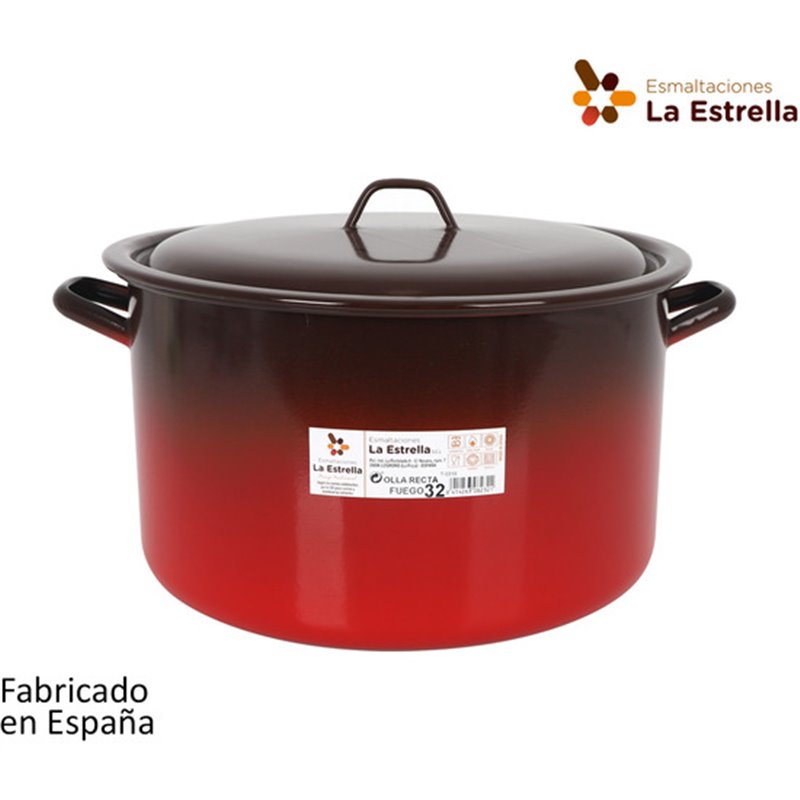 OLLA RECTA C/TAPA 32CM - 14,8L FUEGO