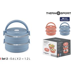 SET 2 FIAMBRERA TERMICA SS 0.6LT THERMOSPORT - COLORES SURTIDOS