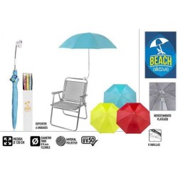 SOMBRILLA PARA SILLA DE PLAYA PROTECCION UV -AKTIVE BEACH. 100CM. - MODELOS SURTIDOS