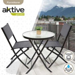 CONJUNTO DE MESA DE TERRAZA PLEGABLE (60X71 CM) + 2 SILLAS DE TEXTILENO (46X82 CM) AKTIVE