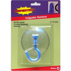 COLGADOR VENTOSA DE PVC 75MM - COLORES SURTIDOS