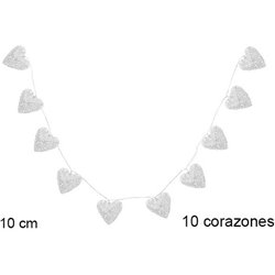 TIRA DE LUCES LED 10 CORAZONES 8CM 2AA