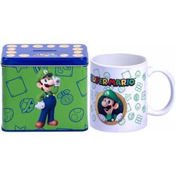 SET TAZA + HUCHA LUIGI SUPER MARIO BROS NINTENDO