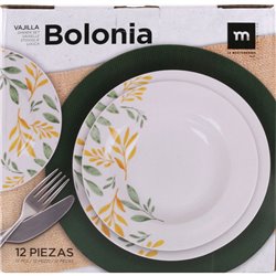 VAJILLA REDONDA 12PCS BOLONIA MD