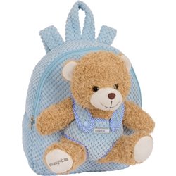 MOCHILA PREESCOLAR CON OSITO SAFTA AZUL PASTEL