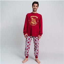 PIJAMA LARGO SINGLE JERSEY HARRY POTTER DARK RED