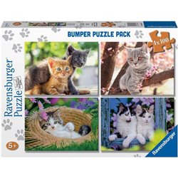 PUZZLE PEQUEÑOS GATOS 4X100PZS