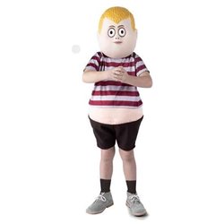 DISFRAZ PUGSLEY ADDAMS 7-9 AÑOS (PANTALÓN, CAMISETA CON BARRIGA Y MÁSCARA)