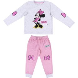 PIJAMA LARGO VELOUR COTTON MINNIE PINK