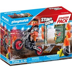 PLAYMOBIL STUNTSHOW STARTER PACK MOTO CON PARED DE FUEGO