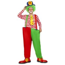 DISFRAZ PAYASO ARO CAMISETA CON CORBATA, PANTALONES CON TIRANTES Y ARO TALLA 5-6 Y