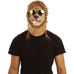 SMOKING LION WITH GLASSES 1/2 MASK ONE SIZE