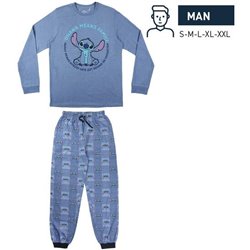 PIJAMA LARGO SINGLE JERSEY STITCH BLUE