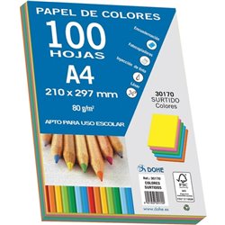 PAQUETES 100 HOJAS COLORES FUERTES A4 80 GR