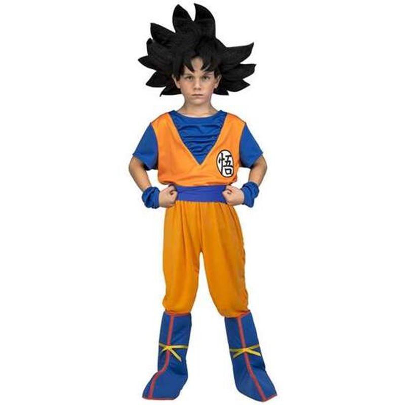 DISFRAZ GOKU CON CAMISA, FAJÍN, PANTALONES, CUBREBOTAS Y BRAZALETES TALLA 7-9 AÑOS