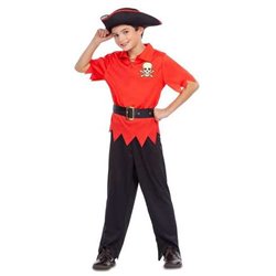 DISFRAZ PIRATA ROJO 3-4 AÑOS (SOMBRERO, CAMISA, CINTURÓN Y PANTALONES)