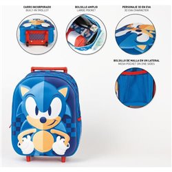 MOCHILA INFANTIL TROLLEY 3D SONIC