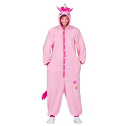 DISFRAZ UNICORNIO ROSA ADULT SMALL (KIGURUMI CON CAPUCHA Y COLA)