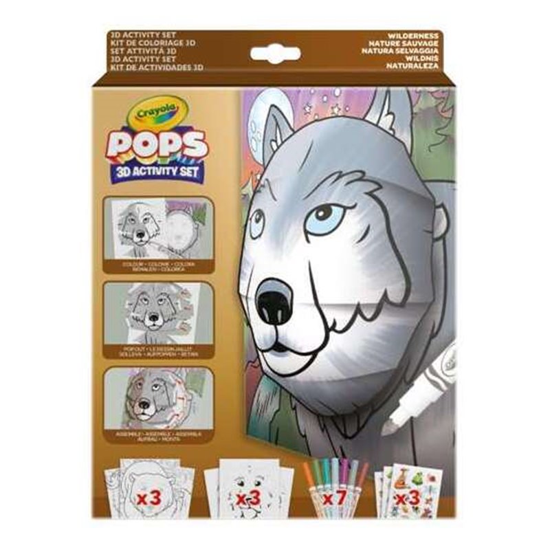 SET ACTIVIDADES 3D COLOR POPS WILDERNESS CON 3 FONDOS, 3 HOJAS 3D, 7 ROTULADORES, 3 HOJAS ADHESIVAS Y CINTA ADHESIVA. 29X22X2,6