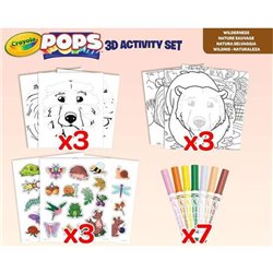 SET ACTIVIDADES 3D COLOR POPS WILDERNESS CON 3 FONDOS, 3 HOJAS 3D, 7 ROTULADORES, 3 HOJAS ADHESIVAS Y CINTA ADHESIVA. 29X22X2,6