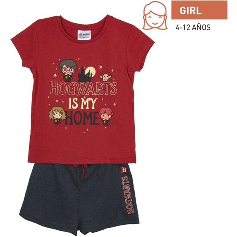 PIJAMA CORTO SINGLE JERSEY PUNTO HARRY POTTER DARK RED