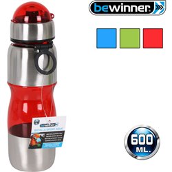 BOTELLA SPORT COLORES 600ML PLÁSTICO/METAL