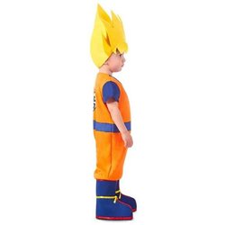 DISFRAZ GOKU BABY CON BODY, PELUCA TEXTIL Y CUBRE BOTAS TALLA 7-12 M