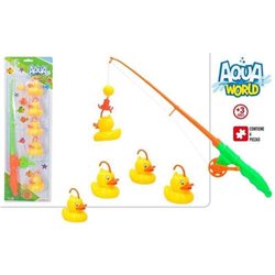 JUEGO DE PESCA AQUA WORLD CON CAÑA Y 5 PATITOS EN BLISTER