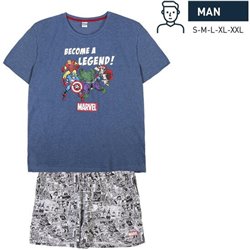 PIJAMA CORTO SINGLE JERSEY PUNTO MARVEL GRAY