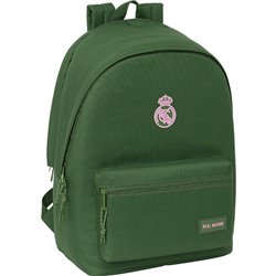 MOCHILA DOBLE PARA PORTATIL 15,6"+USB REAL MADRID CHICA CAQUI