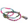 PULSERA TRIPLE DE BOLITAS DE COLORES CON ABALORIOS