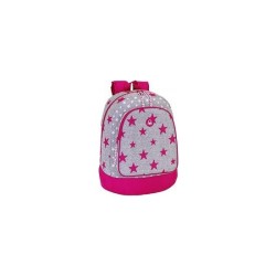 MOCHILA BENETTON GRIS FUCSIA