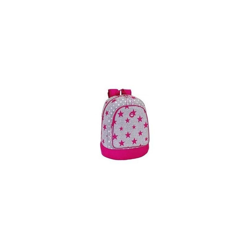 MOCHILA BENETTON GRIS FUCSIA