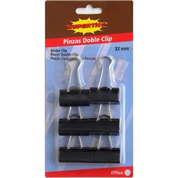 6 PINZAS DOBLE CLIP 32MM