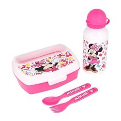 SET DE BOTELLA Y SANDWICHERA + CUBIERTOS MINNIE MOUSE "LUCKY"