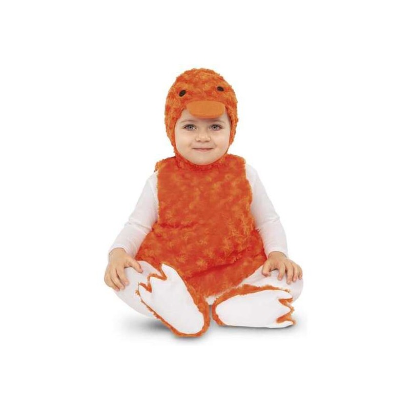 DISFRAZ BEBÉ PATITO PELUCHE NARANJA (VESTIDO, GORRO, COLA Y PATUCOS) TALLA 7-12 MESES - Teknashop Ltd