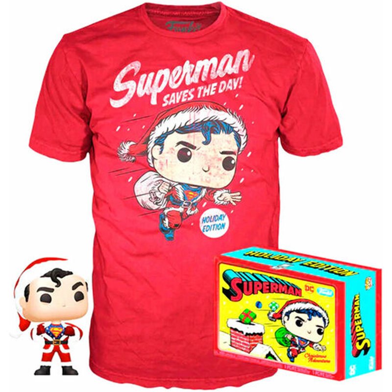 SET FIGURA POP & TEE DC COMICS SUPERMAN EXCLUSIVE FLOCKED - Teknashop Ltd