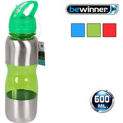 BOTELLA SPORT 600ML PLÁSTICO/METAL - COLORES SURTIDOS - Teknashop Ltd