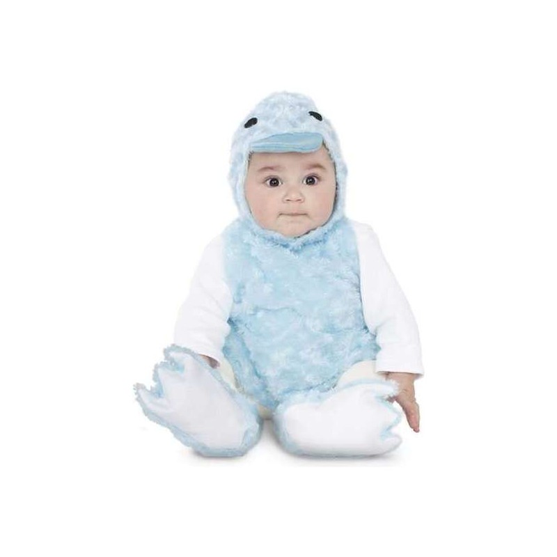 DISFRAZ BEBÉ PATITO PELUCHE AZUL (VESTIDO, GORRO, COLA Y PATUCOS) TALLA 12-24 MESES - Teknashop Ltd