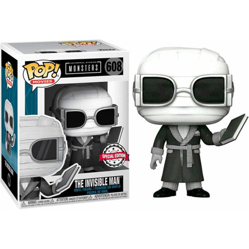 FIGURA POP UNIVERSAL MONSTERS INVISIBLE MAN BLACK AND WHITE EXCLUSIVE - Teknashop Ltd