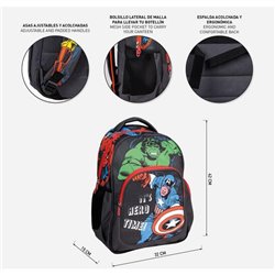 MOCHILA ESCOLAR MEDIANA 42 CM AVENGERS BLACK - Teknashop Ltd