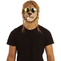 SMOKING LION WITH GLASSES 1/2 MASK ONE SIZE - Teknashop Ltd