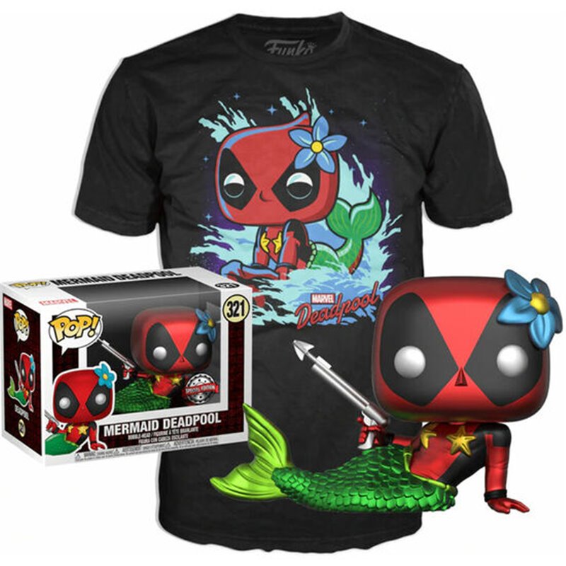 SET FIGURA POP & TEE MARVEL DEADPOOL MERMAID EXCLUSIVE - Teknashop Ltd