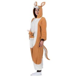 DISFRAZ ADULTO CANGURO TALLA L (KIGURUMI CON CAPUCHA, COLA Y PELUCHE) - Teknashop Ltd